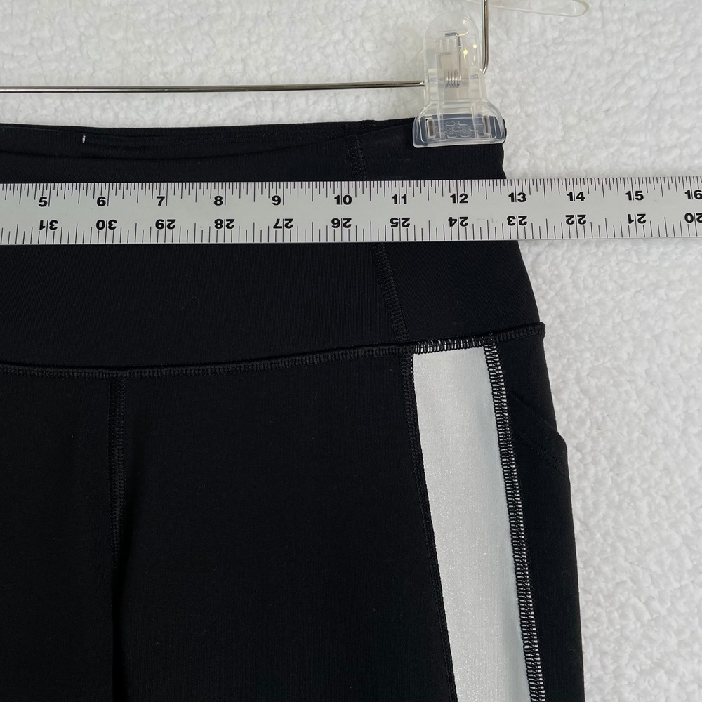 Victoria Sport Knockout High Rise Leggings Black Silver Stripe Pockets Small - Picture 5 of 9